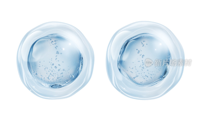蓝色透明水珠气泡3D渲染