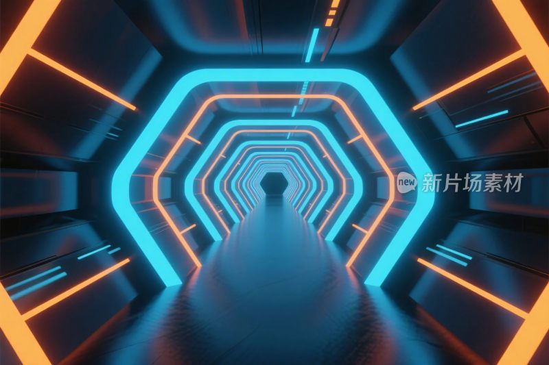 未来霓虹科幻隧道