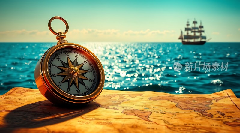 航海指南针与古老地图