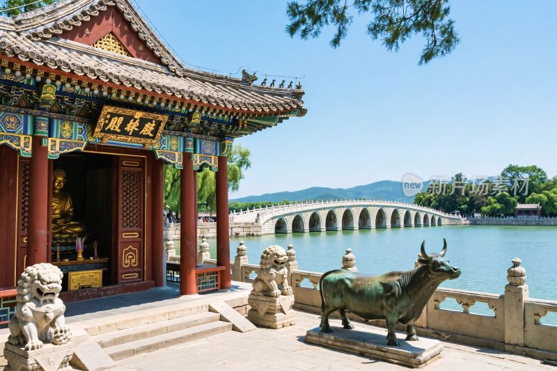 古建石桥湖景风光