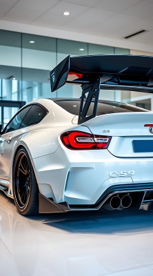 白色赛车黑色轮毂红色尾灯后置双排气管车尾有“C-55”标志和黑色大尾翼 白色赛车黑色轮毂红色尾灯后置双排气管车尾有“C-55”标志和黑色大尾翼