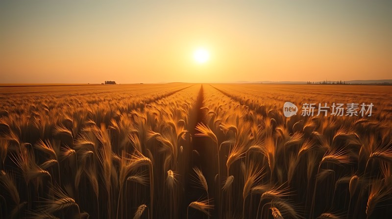 金色麦田日落时分
