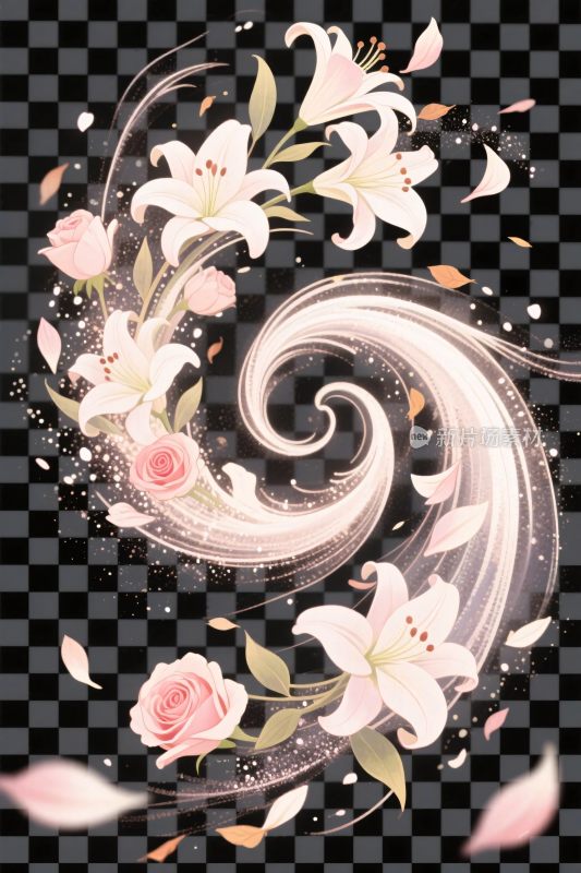 花卉旋风艺术插画