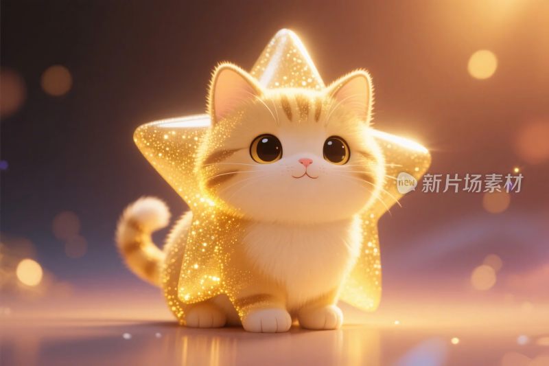 可爱卡通小猫星形披风插画