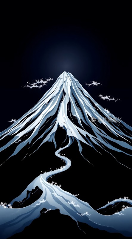 雪域雄峰夜幕下的巍峨壮观