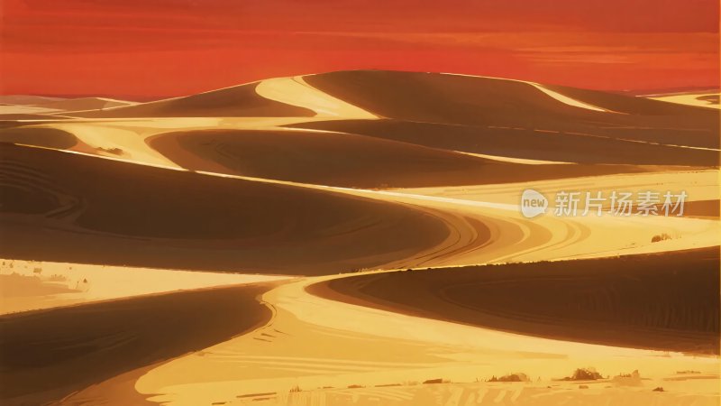 壮丽沙漠日落景象