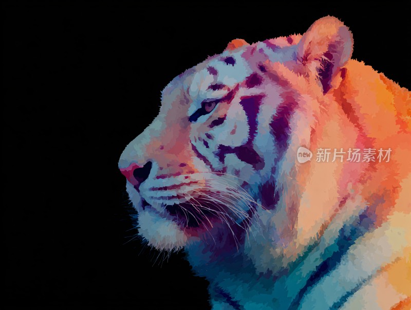 彩色老虎插画头像