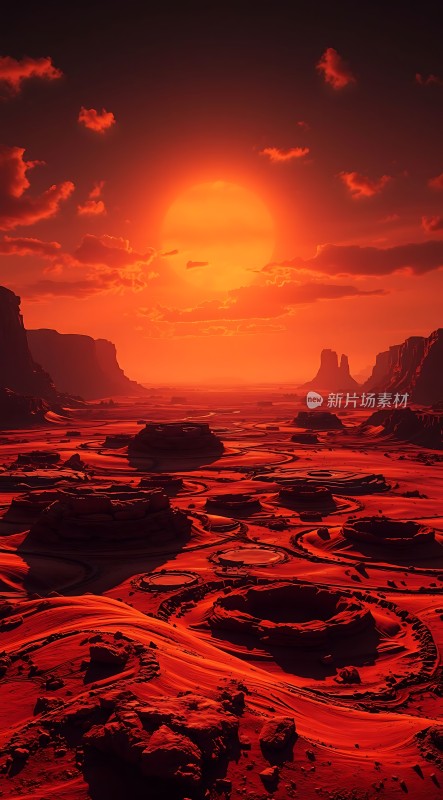 红色星球日落奇景