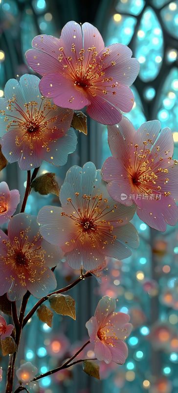 梦幻唯美的粉色花朵特写