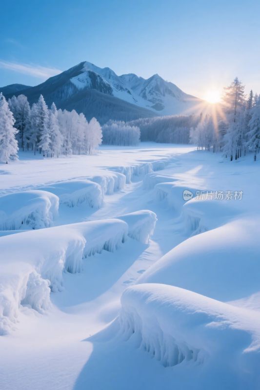 冬日雪山雪景图