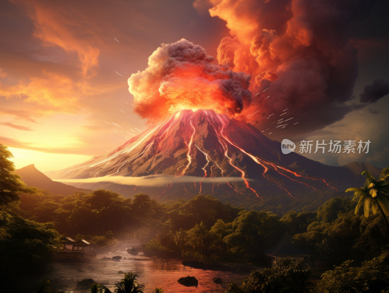 爆发中的火山