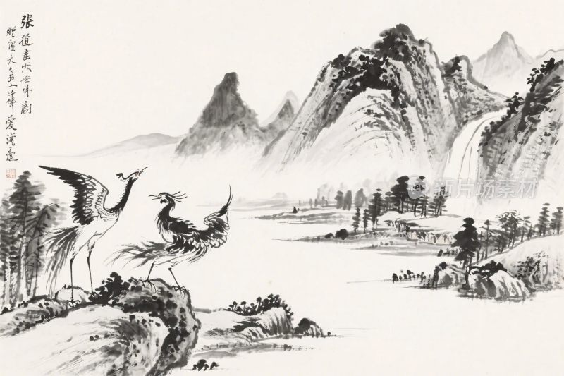 中国传统山水水墨画