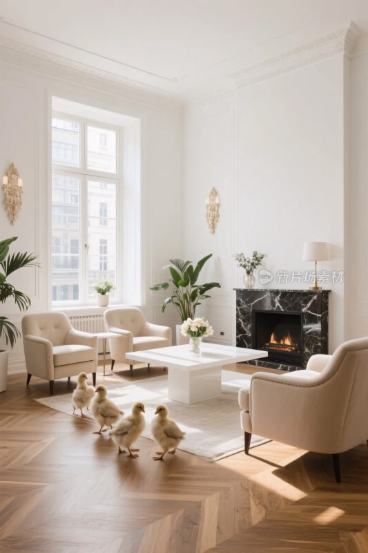现代简约温馨客厅小鸭场景