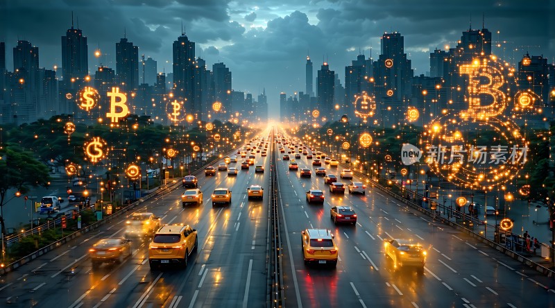 数字货币时代下的城市繁华景象