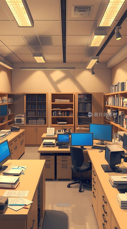 现代办公室工作环境整洁明亮设备齐全