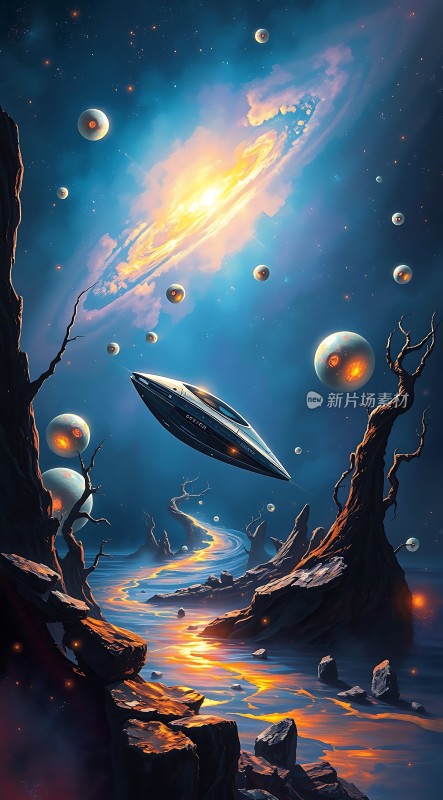 星际探索未来飞船与神秘星球