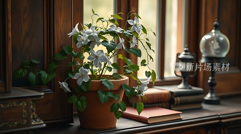 窗边书香伴绿意