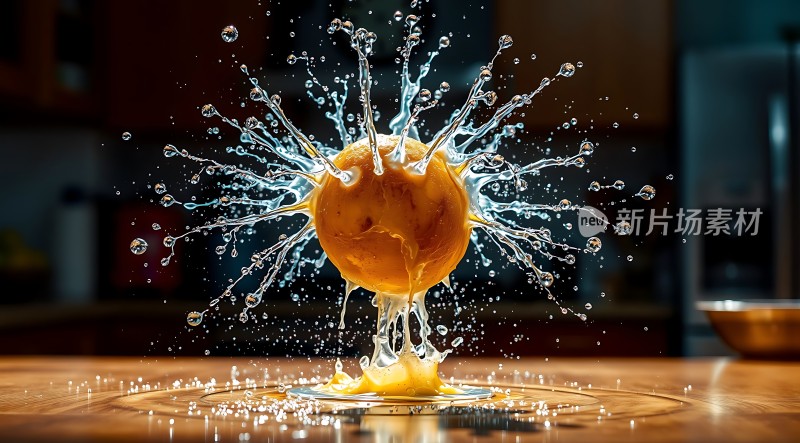 橙子爆裂的水花展示