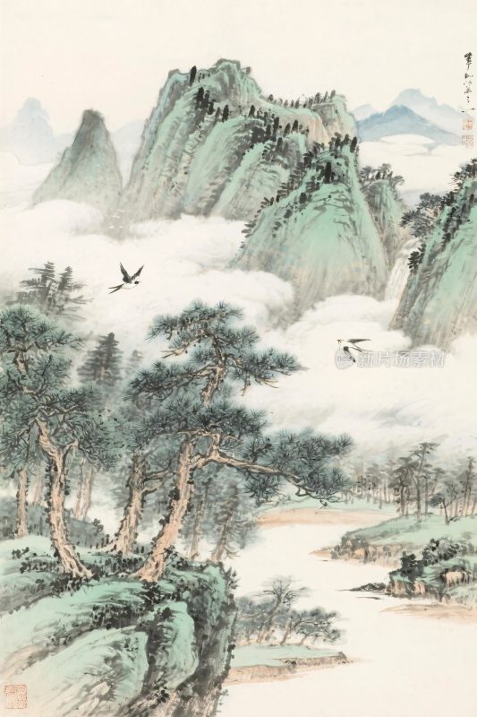 传统山水国画风景