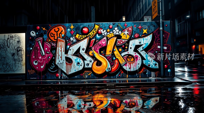 街头艺术盛宴色彩斑斓涂鸦墙