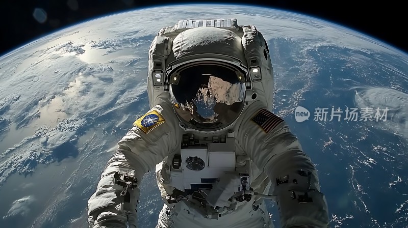 宇航员太空漫步地球背景