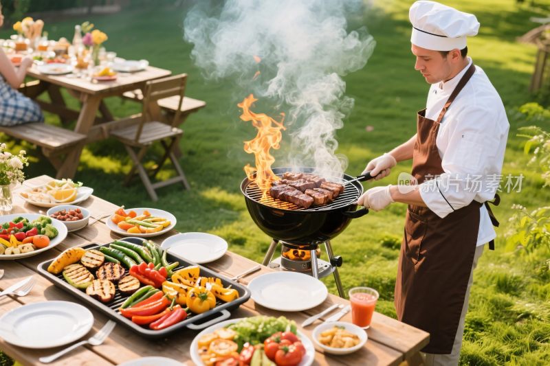 户外烧烤美食场景