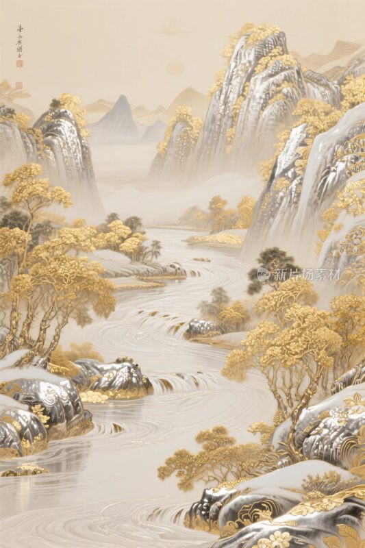 古风山水风景插画