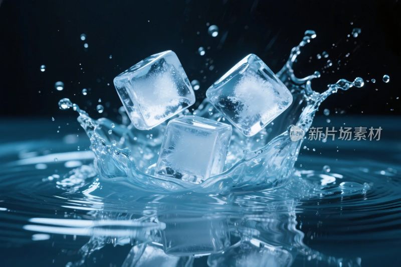 冰块溅起水花