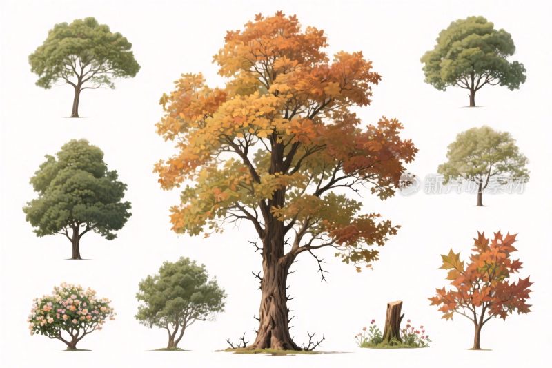 各种树木插画