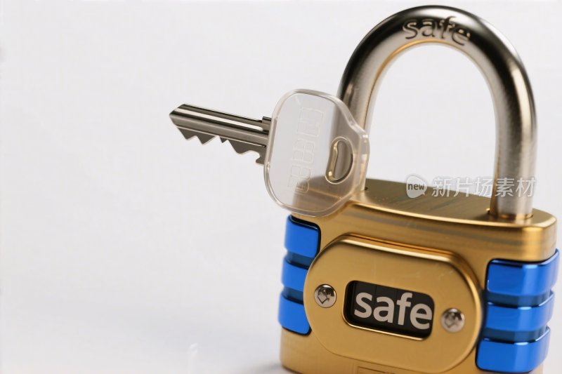 金色蓝色挂锁带钥匙