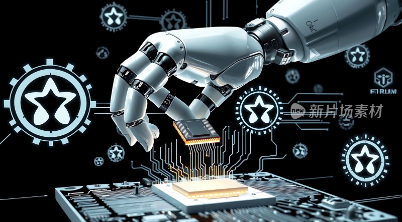 机器人操作芯片科技感十足