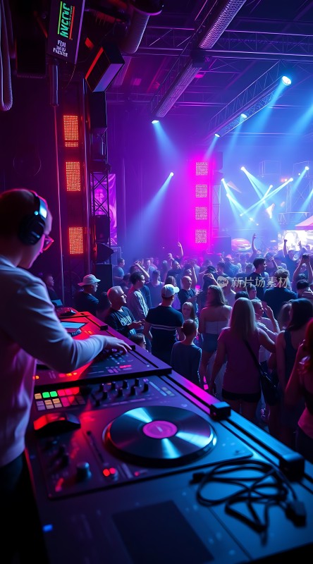 夜店DJ与活力四射的人群