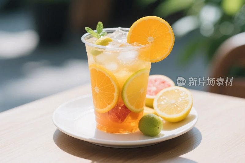 水果冰饮特写图