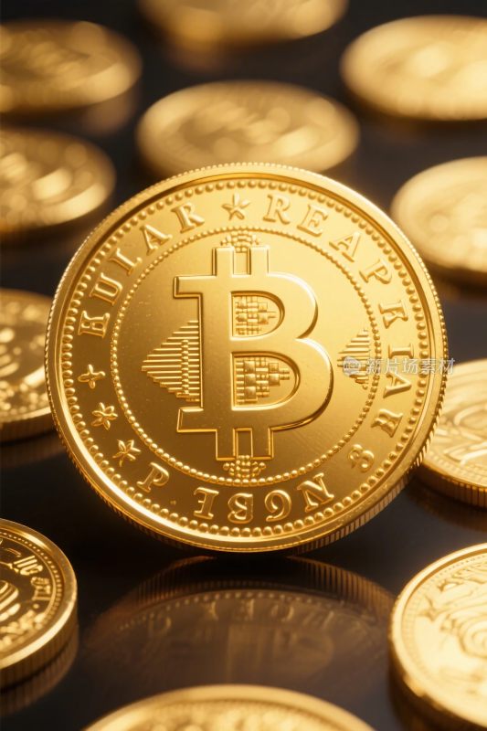 金色比特币硬币集合