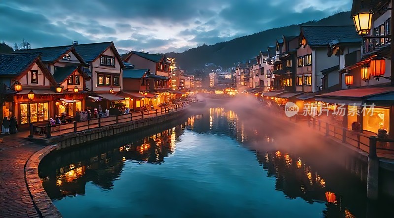 灯火阑珊水乡夜色