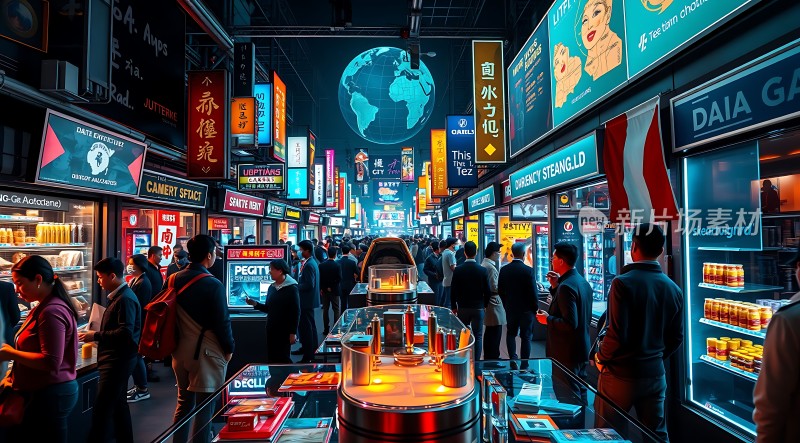 霓虹灯下的繁华夜市热闹非凡