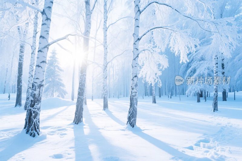 冬日雪景树林美景