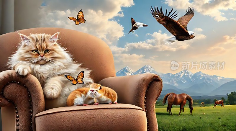 猫与自然和谐共处