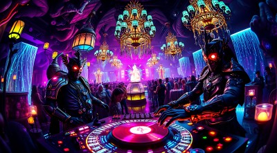 霓虹夜店派对未来感DJ表演