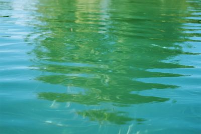 水面波纹与绿色倒影