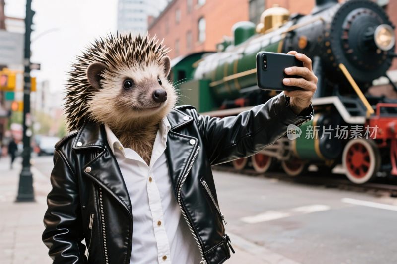 刺猬皮衣自拍创意图