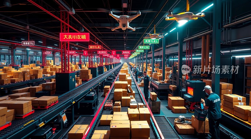 智能物流中心高效运作无人机与传送带协同作业
