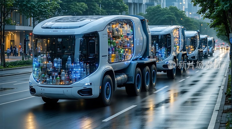 未来城市物流智能卡车车队高效运输
