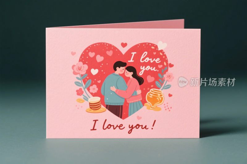 情人节爱心贺卡插画