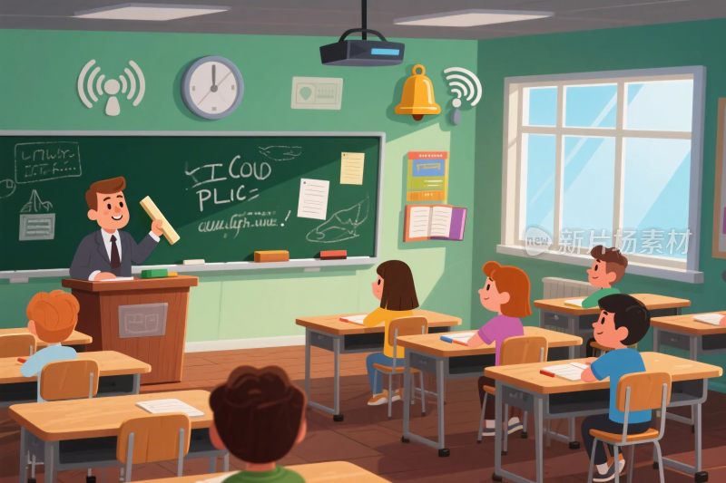 课堂场景教学插画