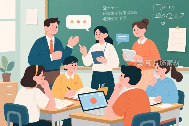 课堂互动教学插画