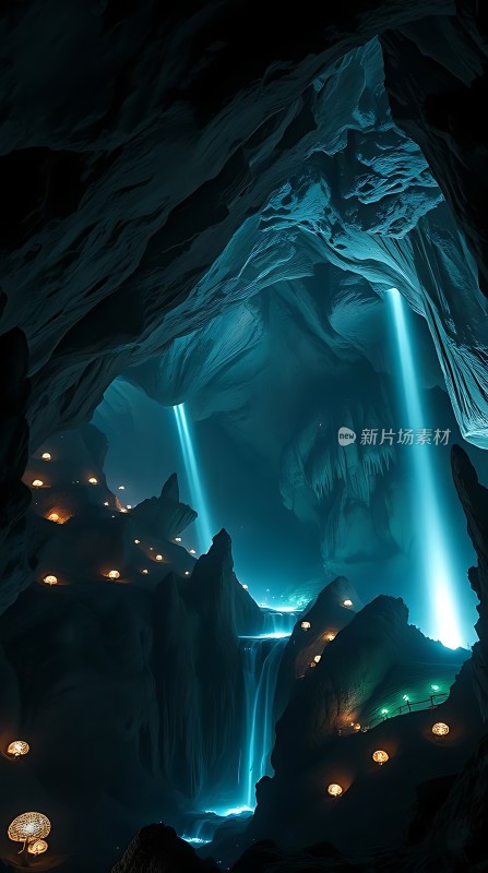 神秘洞穴中的梦幻瀑布奇景