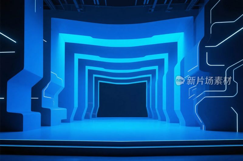 蓝色科技感舞台场景