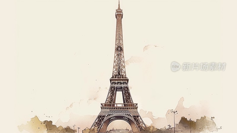 巴黎埃菲尔铁塔插画