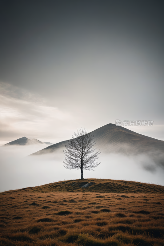 山上的树雾高清风景图片